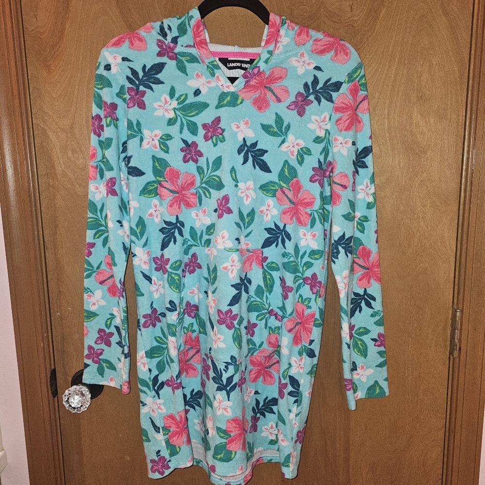 LAND'S END Terry Cloth Floral Cover Up XL